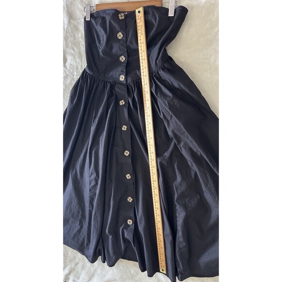 Free People Dress Small Button Front Pockets Poplin Midi Sweetheart Casual Chic - Picture 6 of 13